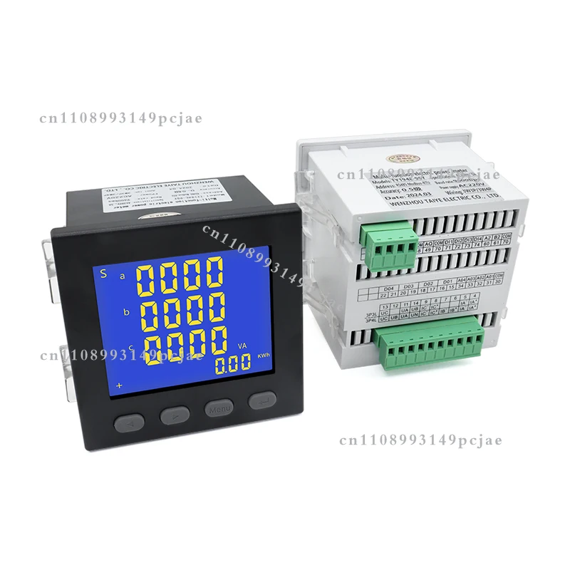 LCD Three Phase Panel Meter V A Hz cos kWh Electricity Meter Multi Function Watt Hour 5A Ampere volt Power Factor  Meter