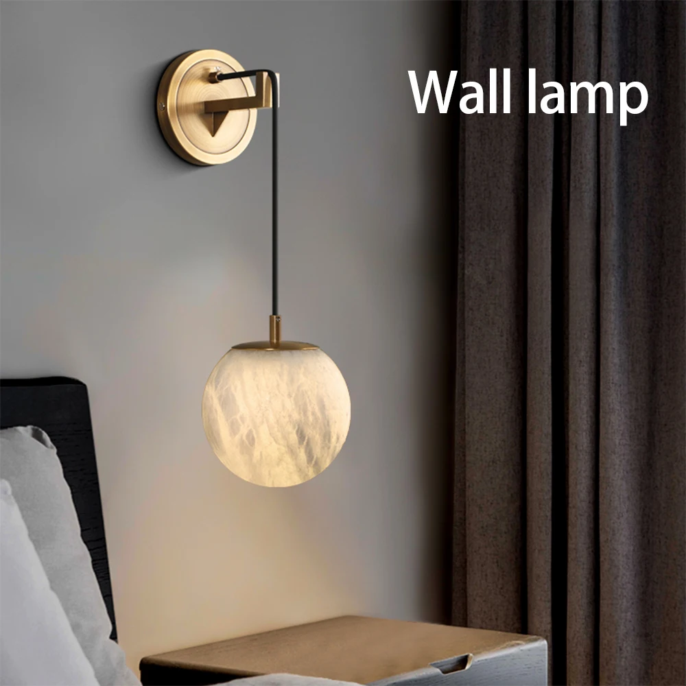 

Bedhead wall lamp master bedroom 2024 new light luxury marble Nordic modern minimalist high-end feeling bedroom living room back