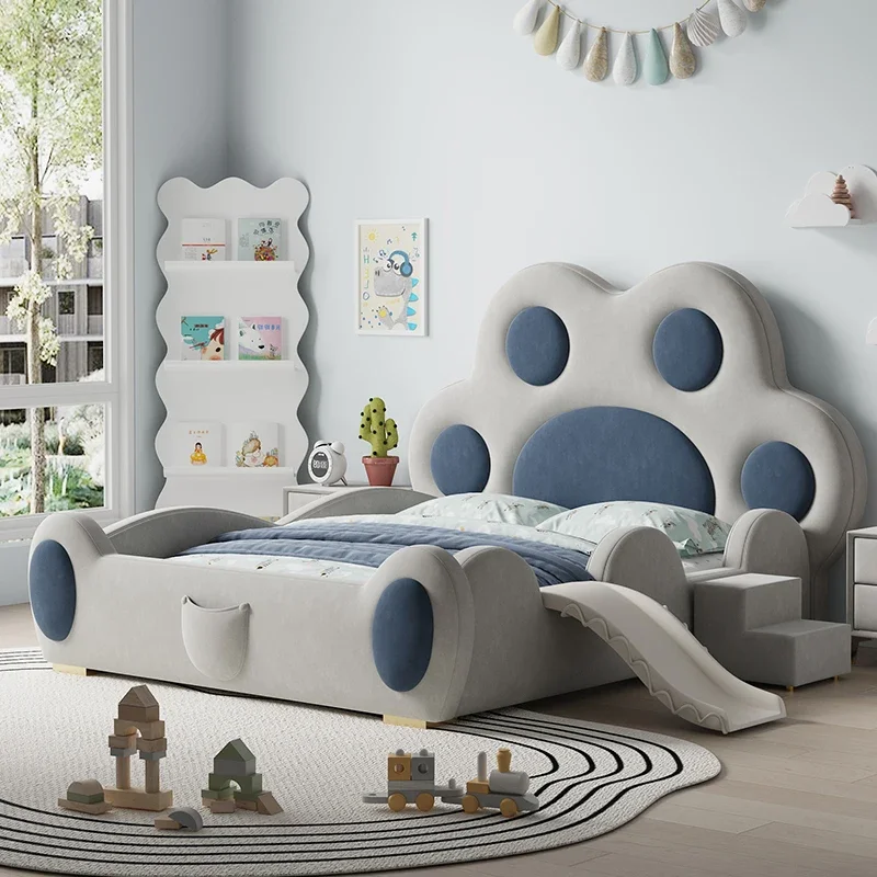 

180x200cm Modern full size single Bed frames king size queen kids Single bed luxury play on the slide toys bedroom furniture