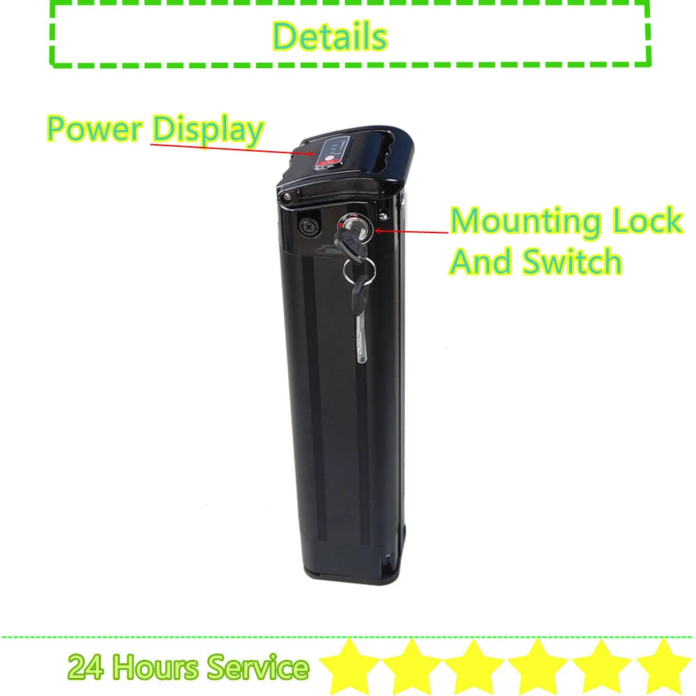 36V 10Ah 13Ah 15Ah 17.5Ah 20Ah Small Thin Silver Fish Ebike Battery Replace Upgrade City Bike Folding Battery with Charger