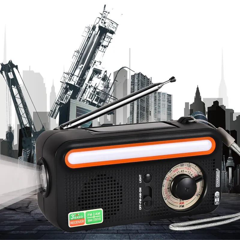 

Multifunctional Emergency Radio Solar Charging Mobile Power Bank FM AM SW Radio Radio Emergency Flashlight Outdoor Portable