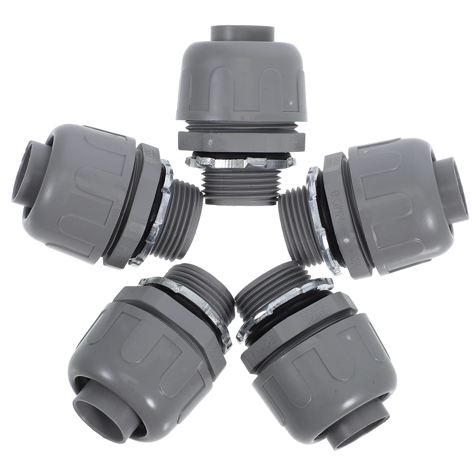 

5 Pcs Conduit Connector 3/4 Inch NPT Thread Grey Flexible Electrical Fittings Connectors Straight Replacement Parts