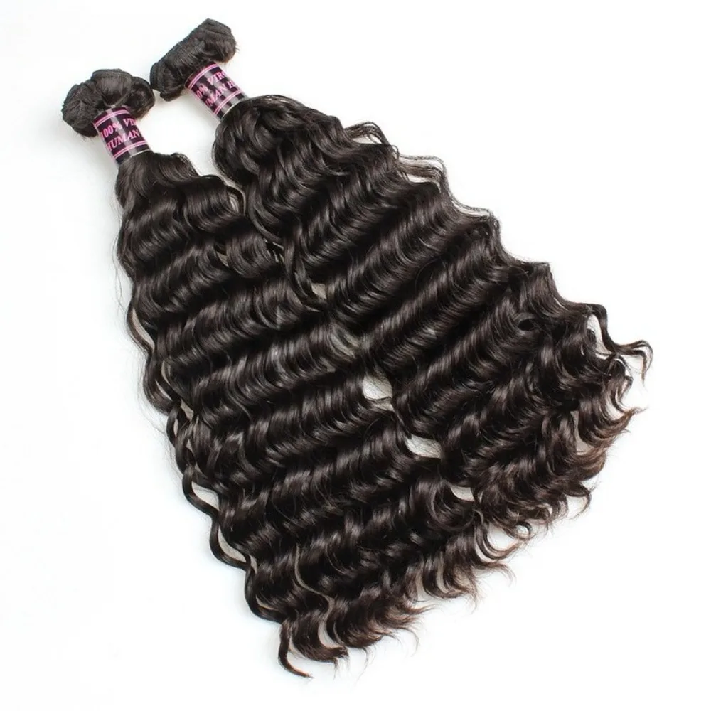 Двойные волосы высшего качества, глубокая волна, настоящие 10-20 дюймов, 100% натуральные человеческие волосы, бразильские девственные волосы Remy, шелковистая гладкая текстура