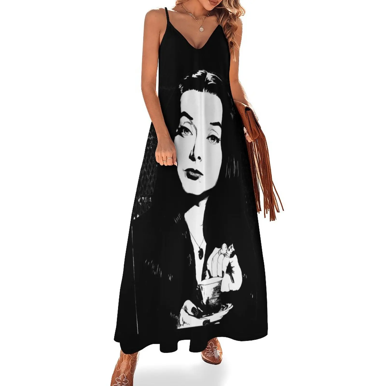 

Morticia Addams Sleeveless Dress summer dress womens 2023 Dress woman