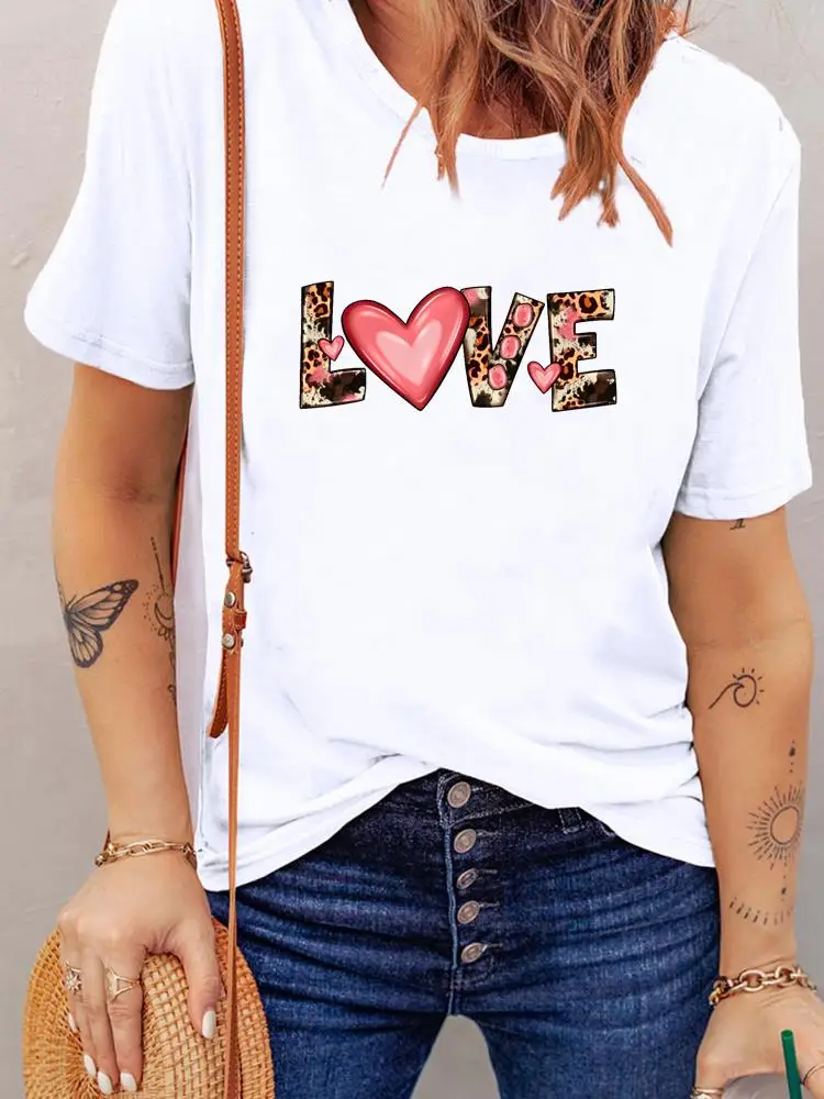 

Clothing Top Love Valentine Trend Cute Short Sleeve Women Fashion Summer Clothes Print T Shirt Basic Tee Graphic T-shirts