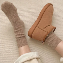 3 pairs Winter Socks Women Cashmere Wool Thicken Warm Women Socks Sox Japanese Fashion Harajuku Solid Color Thermal Long Socks