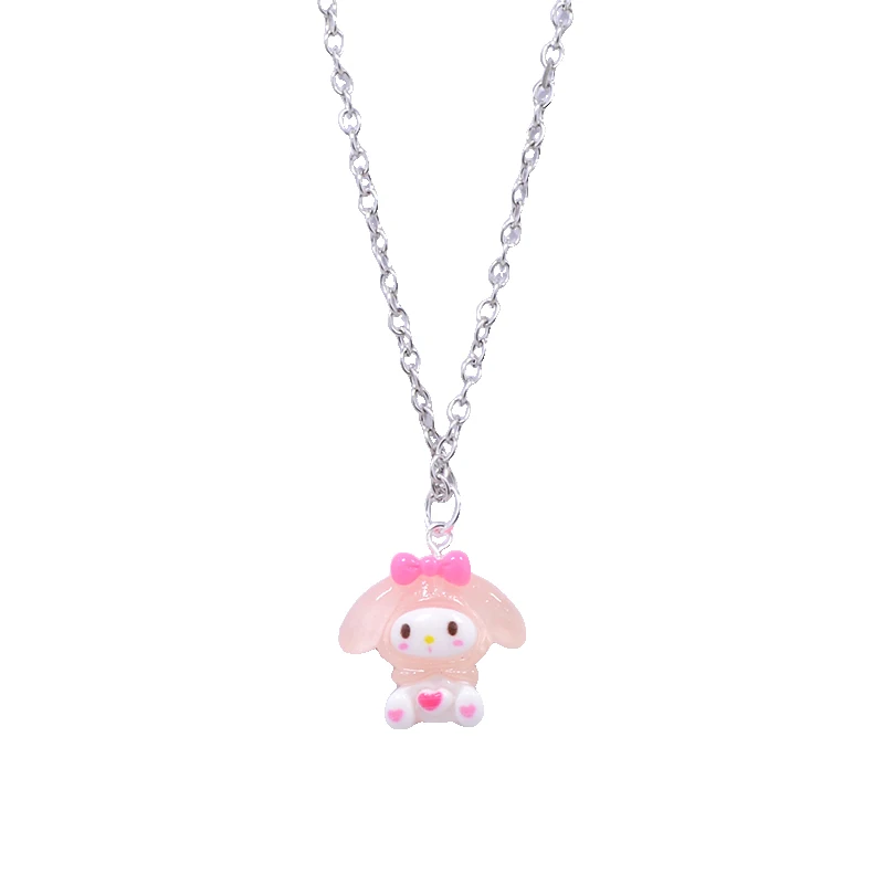 Kawaii Sanrio Kuromi Student Necklace Cute Cinnamoroll Clavicle Chain Pendant My Melody Accessories Girls Party Gift