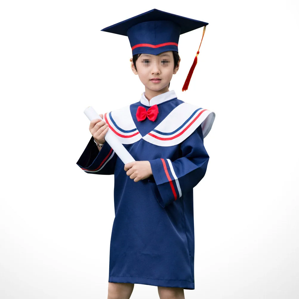 Set di costumi Phd per bambini, abito da laurea e berretto, uniformi scolastiche da dottore, design elegante per la cerimonia di laurea dei bambini, riutilizzabili