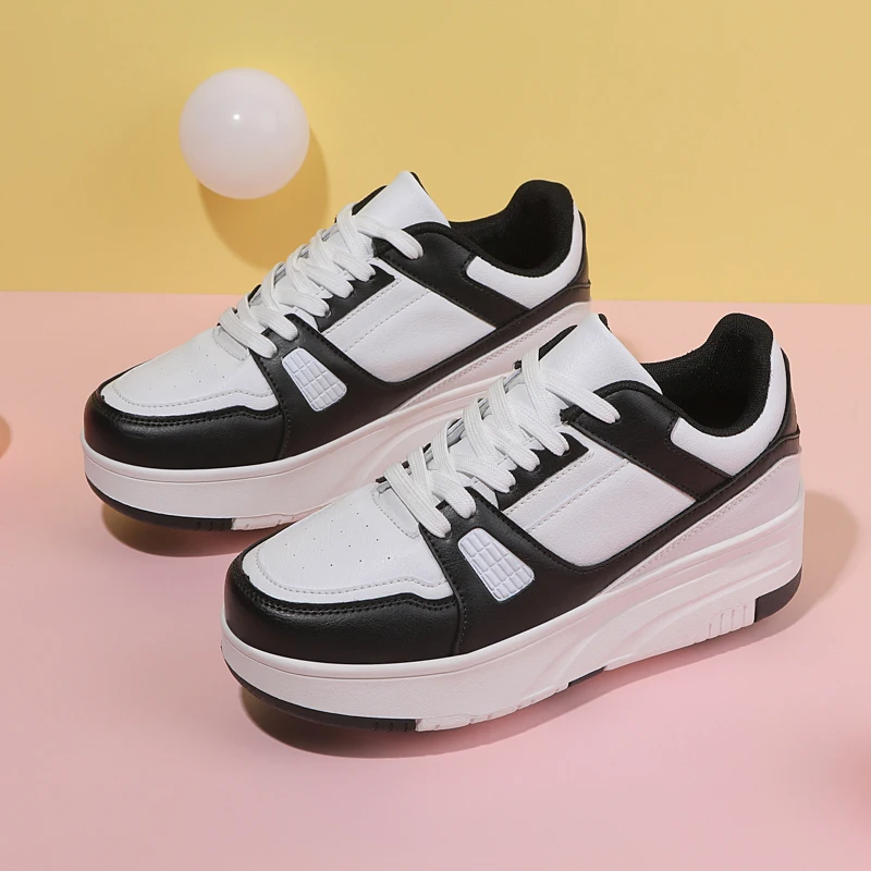 

2025 New Spring & Autumn Wheel Shoes for Girls: Rotating Buckle Light-Up Sneakers, Older Kids' Roller Skates