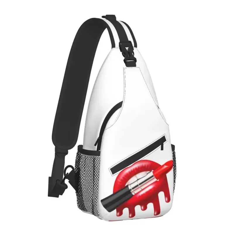 Elegant Lipstick Sexy Lips Sling Chest Bag Customized Crossbody Shoulder Backpack for Men Cycling Camping Daypack