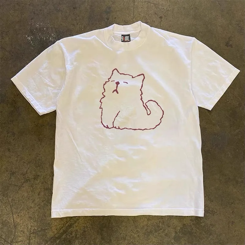ピュアコットン-260-グラムスモールメンクストーリー-tシャツ半袖レディーススタイルミスドッグデザインカップルのファッションカジュアルトップ