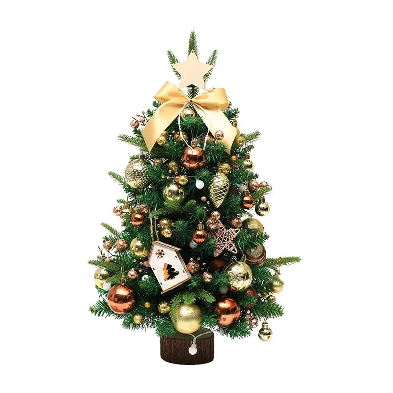 Mini Tabletop Christmas Tree 2025 Decorative Imitation 45CM Small Tree for Home Family Hotel Window Display Festive Green Color