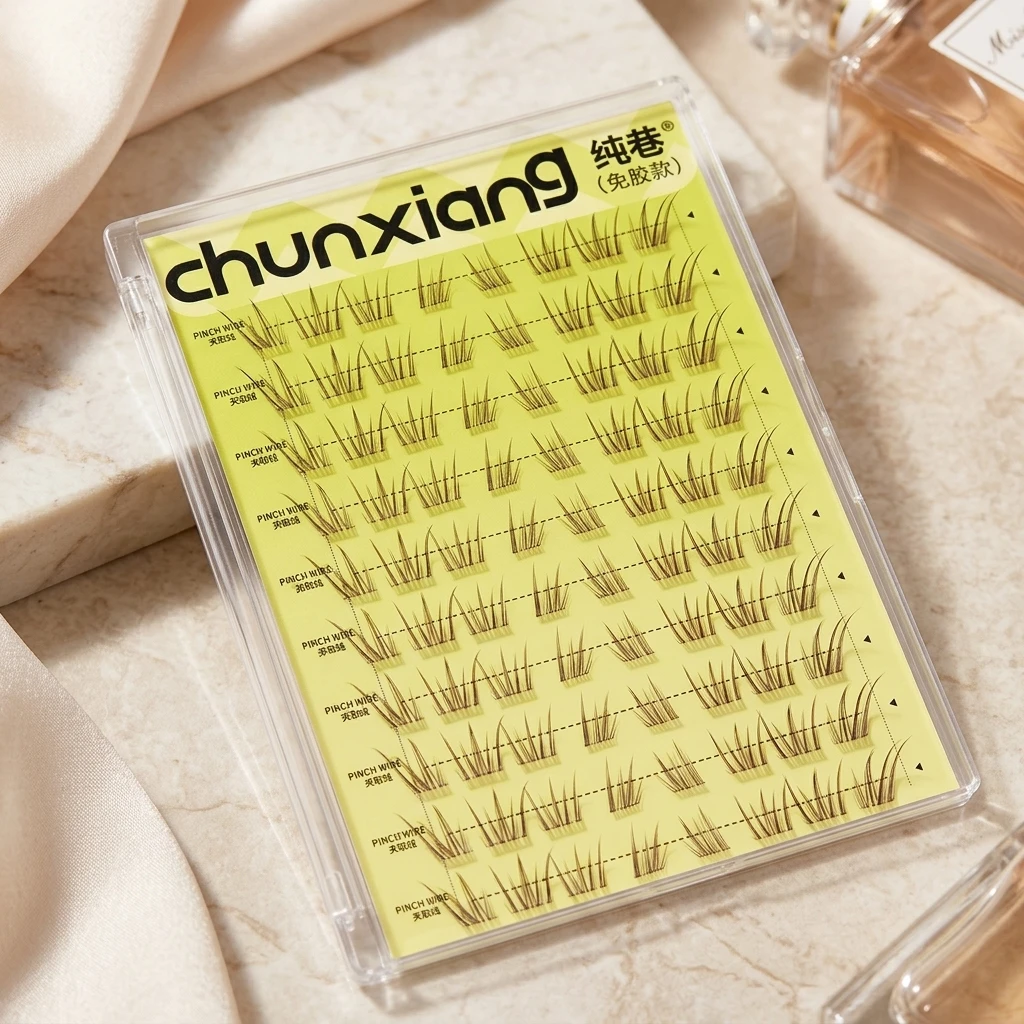 Segmented False Eyelashes 1 Box Black Brown Brown Mixed 10-13mm C Curl Synthetic Fiber Lashes, Lightweight Individual Clusters