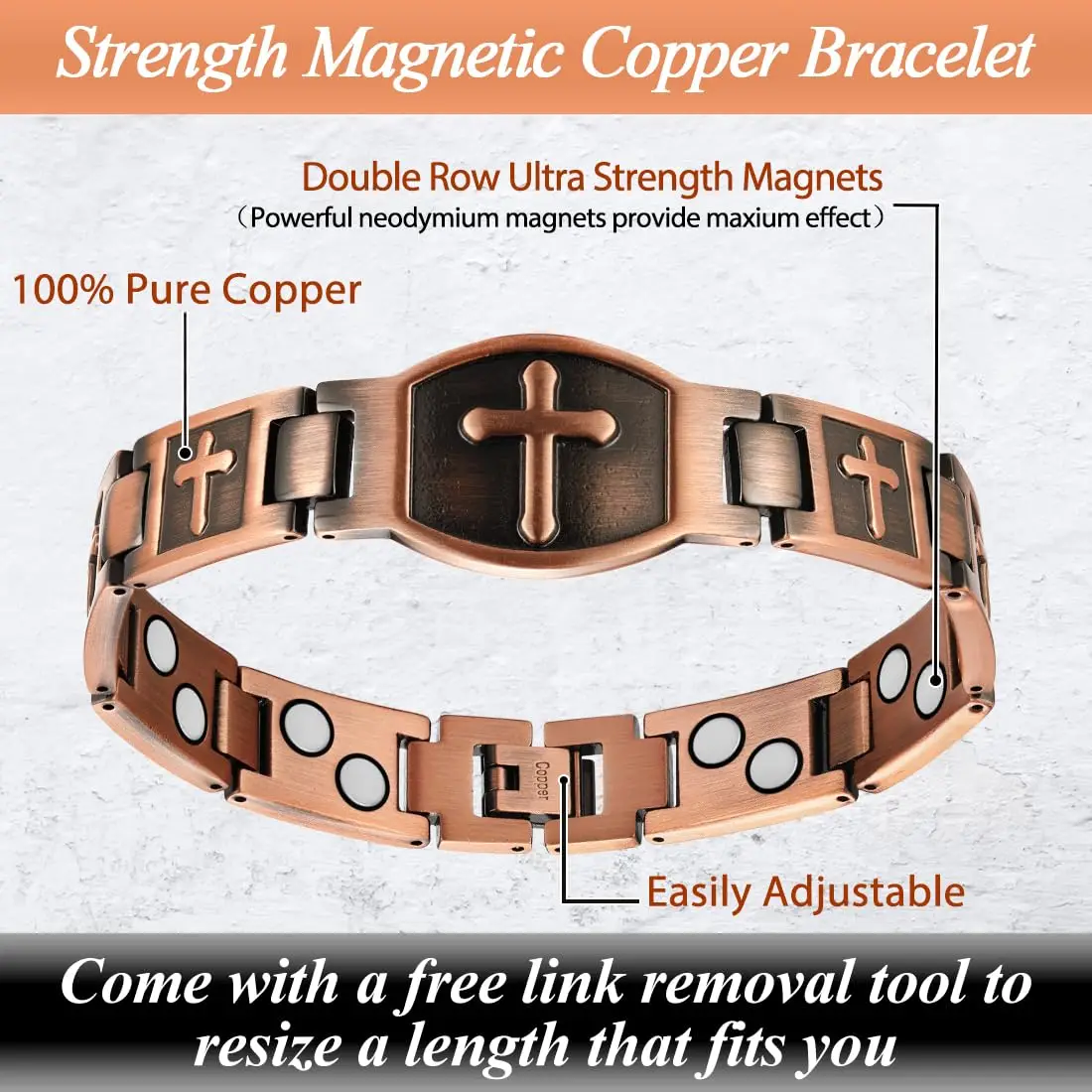 Unisex Fashion Jewelry Unisex Red Copper Cross Bracelet Religious Bracelet Artistic Negative Ion Bracelet For Fashion Accessory