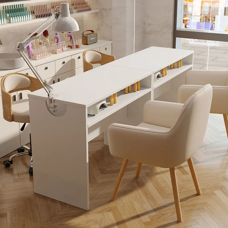 Beauty Nailtech Desk White Professional Modern Manicure Table Commercial Exquisite Mesas De Manicura Nail Bar Furniture CY50NT