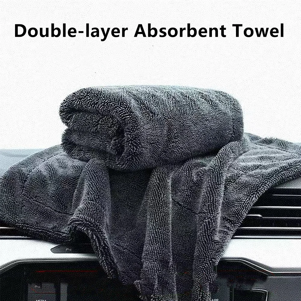 

60x90cm Car Cleaning Towel Super Absorbency Microfiber Drying Cloth Double Sided Washing Cloth Soft Scratch-Free Car Detailing