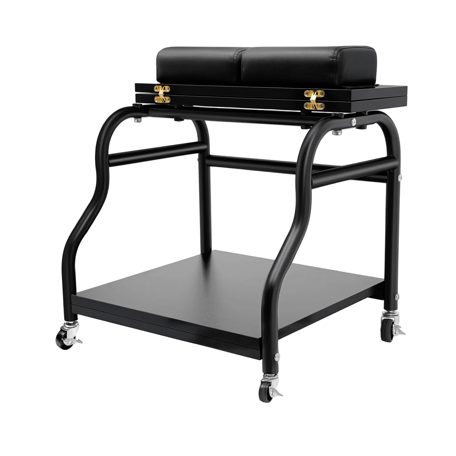 

2-Tier Black Sturdy Iron Foot Spa Trolley, Portable Pedicure Cart with Cushions for Pedicure and Massage Home Salon Use