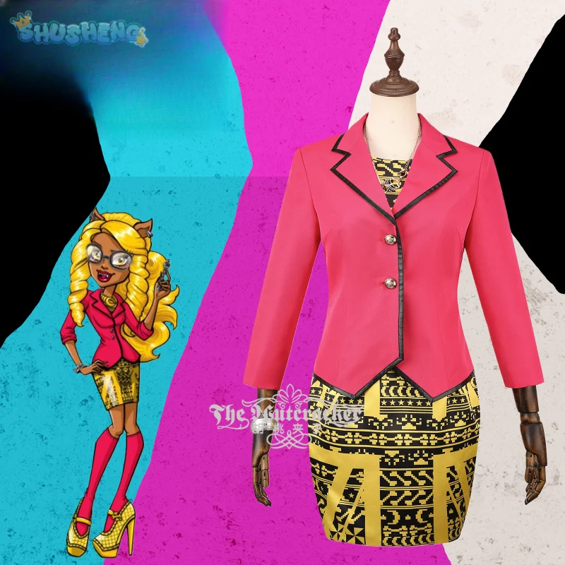 Disfraz de Clawdeen Wolf, vestido de abrigo alto de Anime, calcetines, traje de moda para hombre y mujer, nuevo uniforme de Navidad y Halloween, XS-XXXL