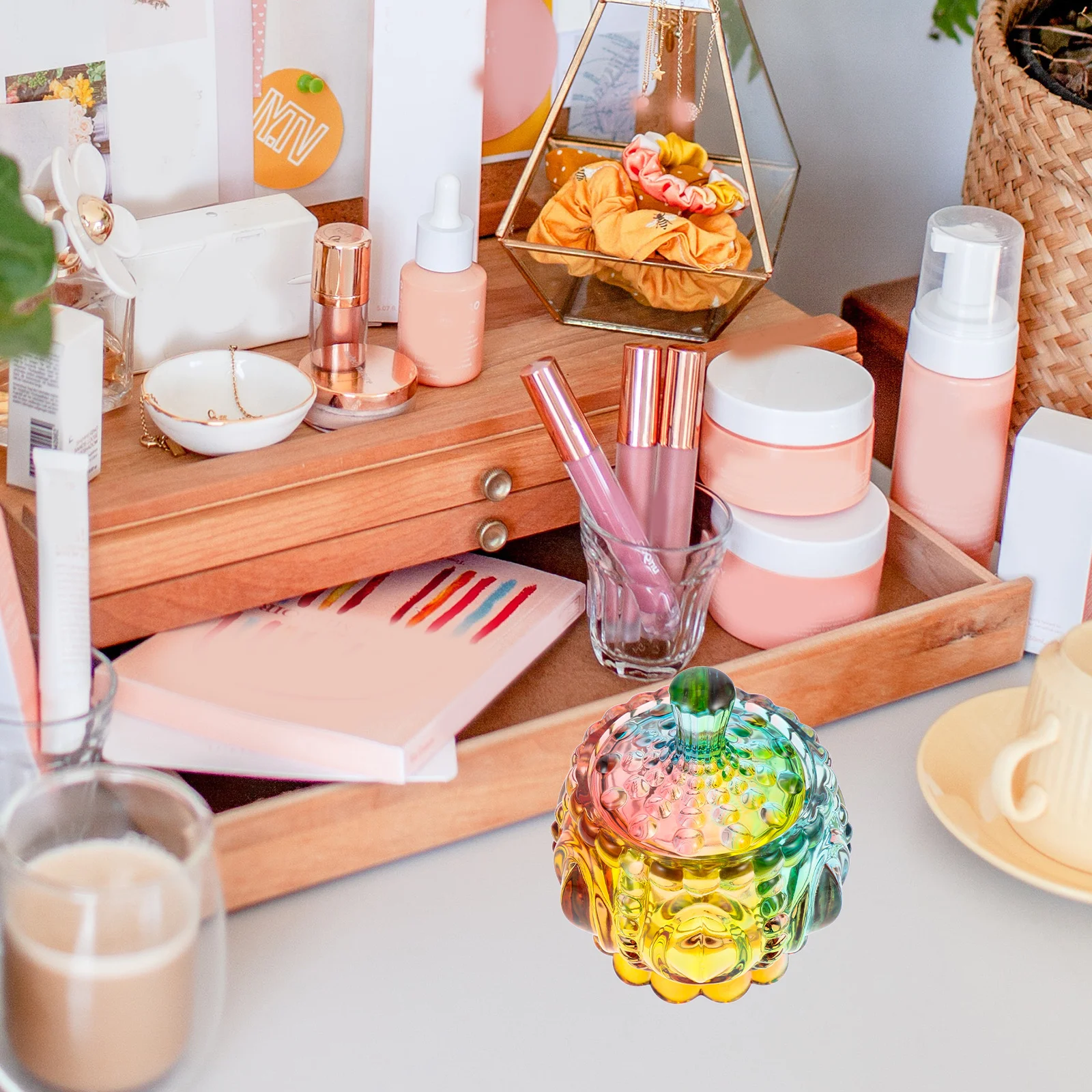 

Glass Storage Jar with Cover European Style Candy Container Jewelry Holder Snack Organizer for Home Kitchen Decoration