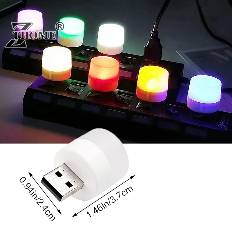 5Pcs Mini USB Night Light Warm White Eye Protection Book luce di lettura spina USB Computer Mobile Power Charging LED Night Lamp