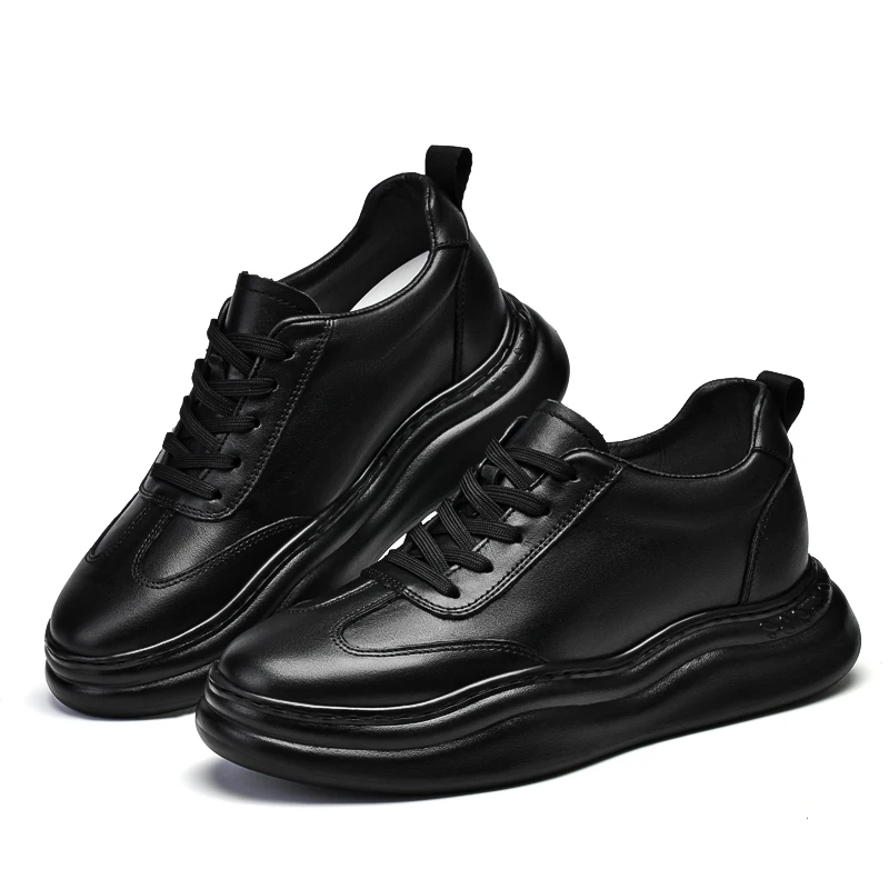 Breathable Outdoor Elevator Sneakers Men Shoes Cowhide Casual Shoes Walking Sports Men Genuine Leather Height Increasing Shoes