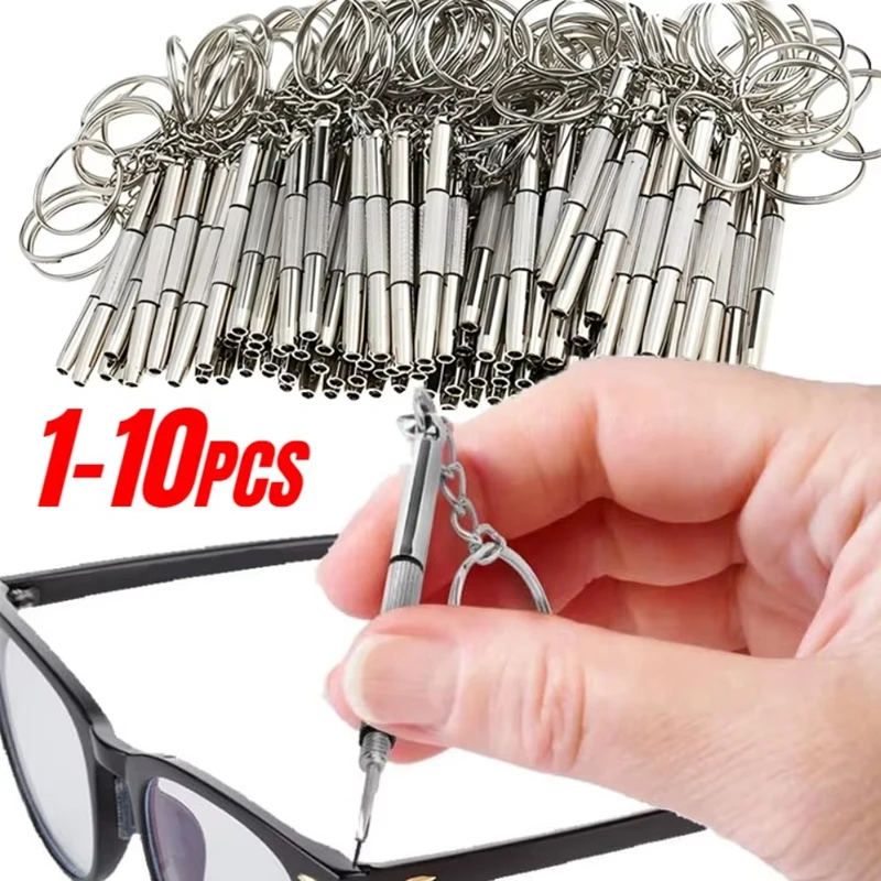 Destornillador de gafas de acero, Kit de reparación de relojes con llavero, herramientas manuales portátiles, herramientas de destornillador de precisión