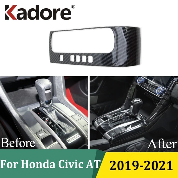

Для Honda Civic 2019 2020 2021 10-й седан (5 передач) ABS из углеродного волокна, крышка панели переключения передач, рамка, отделка салона, автомобильные аксессуары (LHD)