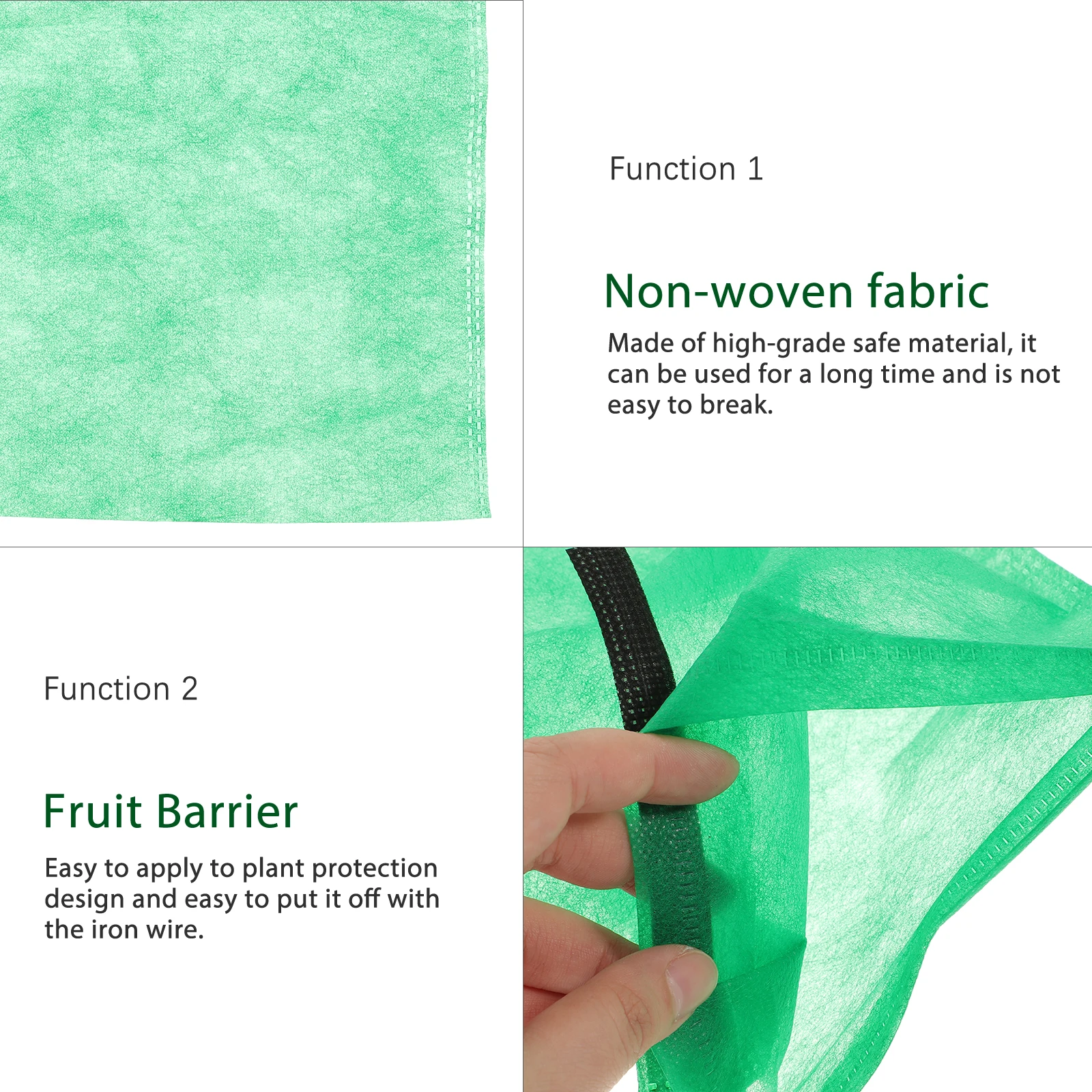 

100 Pcs Green Anti Bird Grape Bags 20x30cm Fruit Insects Barrier Mosquito Bag Non Woven Fabric Tree Plant Protection