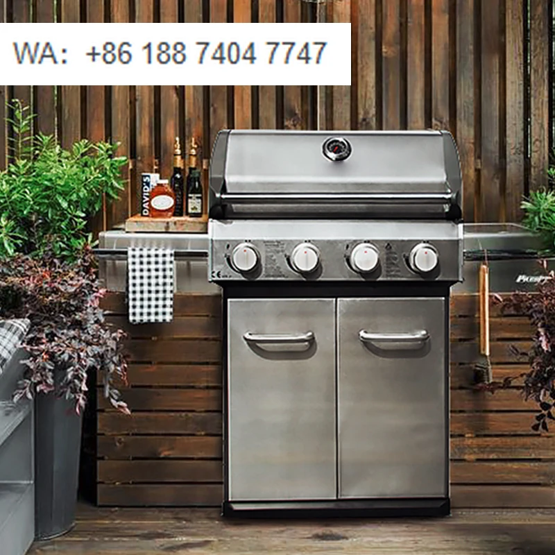 

Hot Sale Stainless Steel Outdoor Gas Grill with 4 Burners and Wheels BBQ Grills