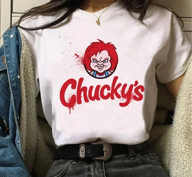 Child's Play Movie Chucky Graphic print Summer Casual O-Neck Short Sleeve Versatile Women's Tops Vintage  streetwear T-shirt