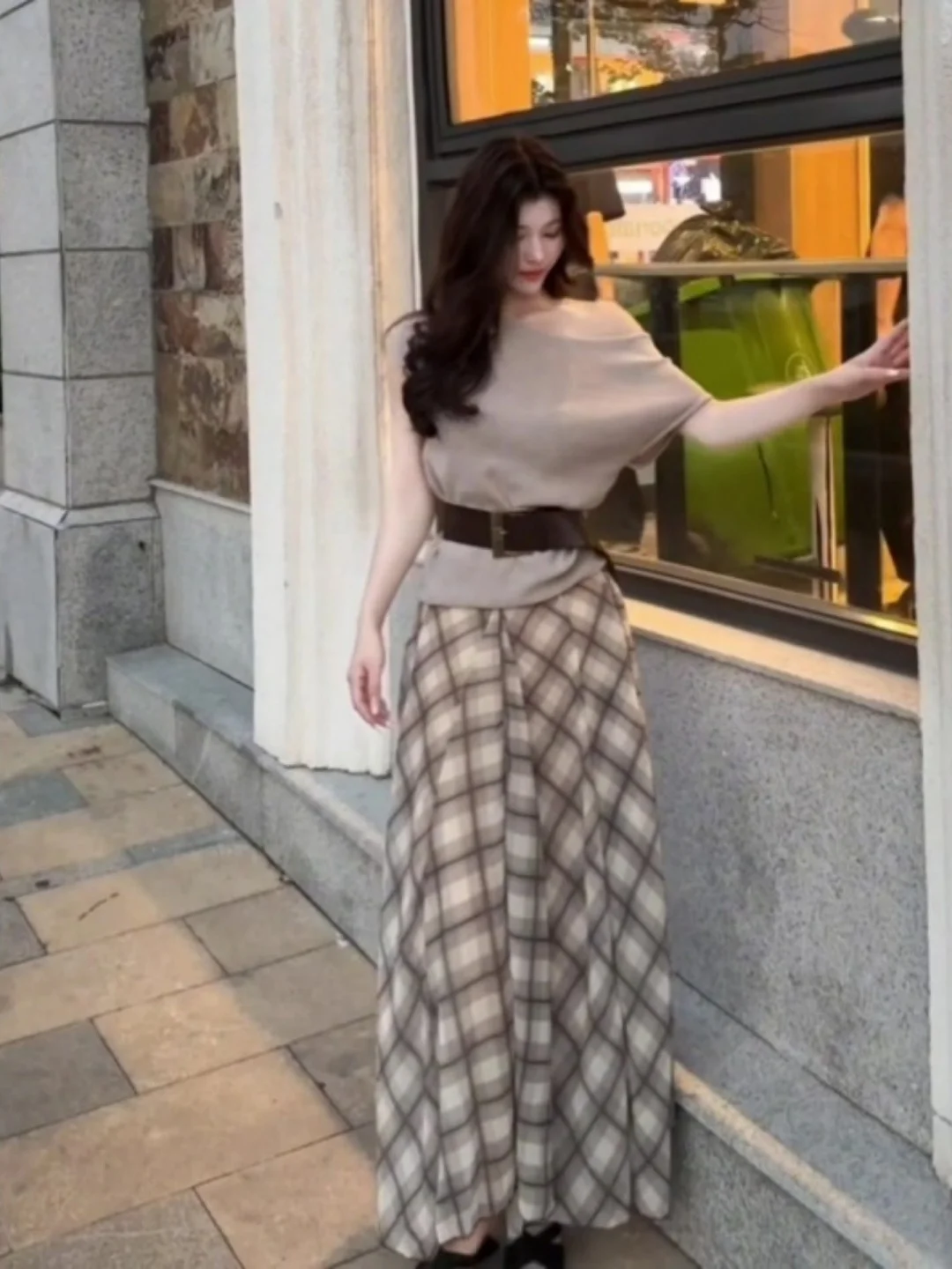 Summer Faion Set Peeling Skin da donna Bellissimo top oulder e gonna scozzese Set completo Sli Abbigliamento casual per giovani L...