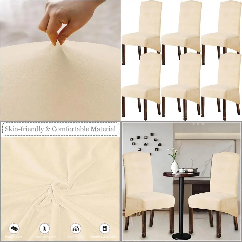 

Бархатные плюшевые чехлы для обеденных стульев XL, эластичный чехол на стул, защитные чехлы для стульев из спандекса, чехол на сиденье с эластичной лентой f