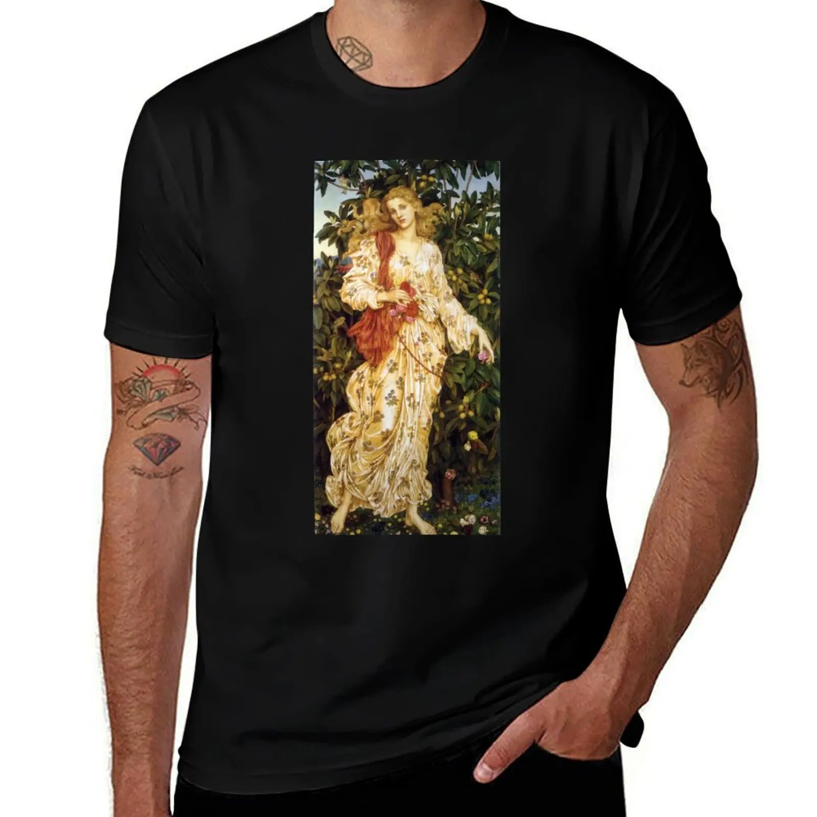 Camiseta Flora - Evelyn de Morgan, camisetas para hombre, camiseta gráfica vintage para hombre, Camiseta de algodón