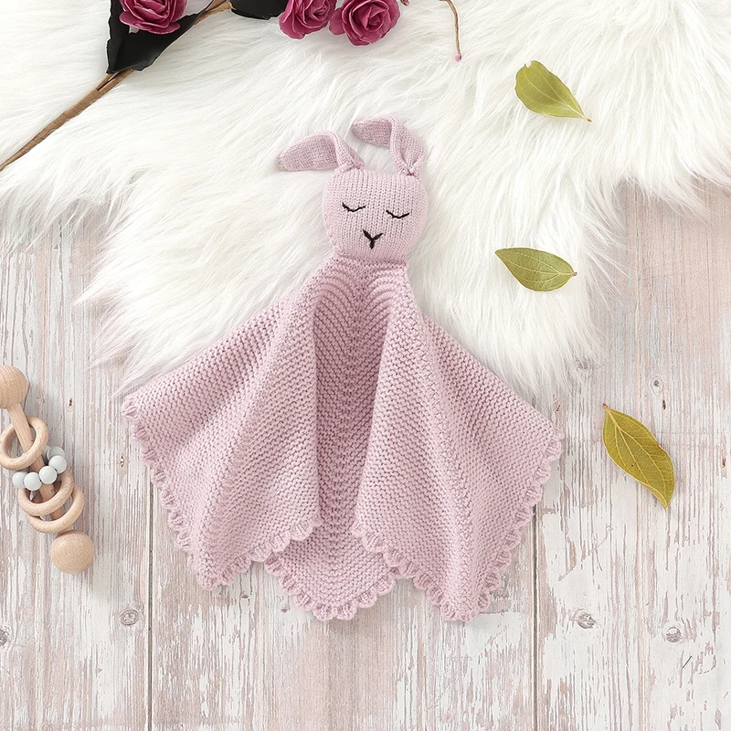 

Baby Appeased Towels Knit Infant Newborn Calm Blanket Kid Sleep Toy Bed 36*36CM Girls Boy Comfort Washcloth Cute Cartoon Rabbit