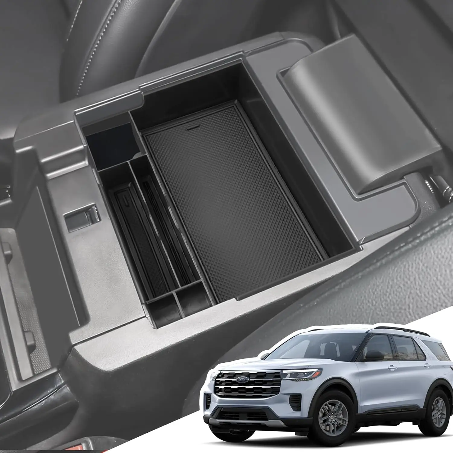 

Center Console Organizer Armrest Storage Box Tray for 2025 2024-2020 Ford Explorer Center Console Storage Box Tray Accessories
