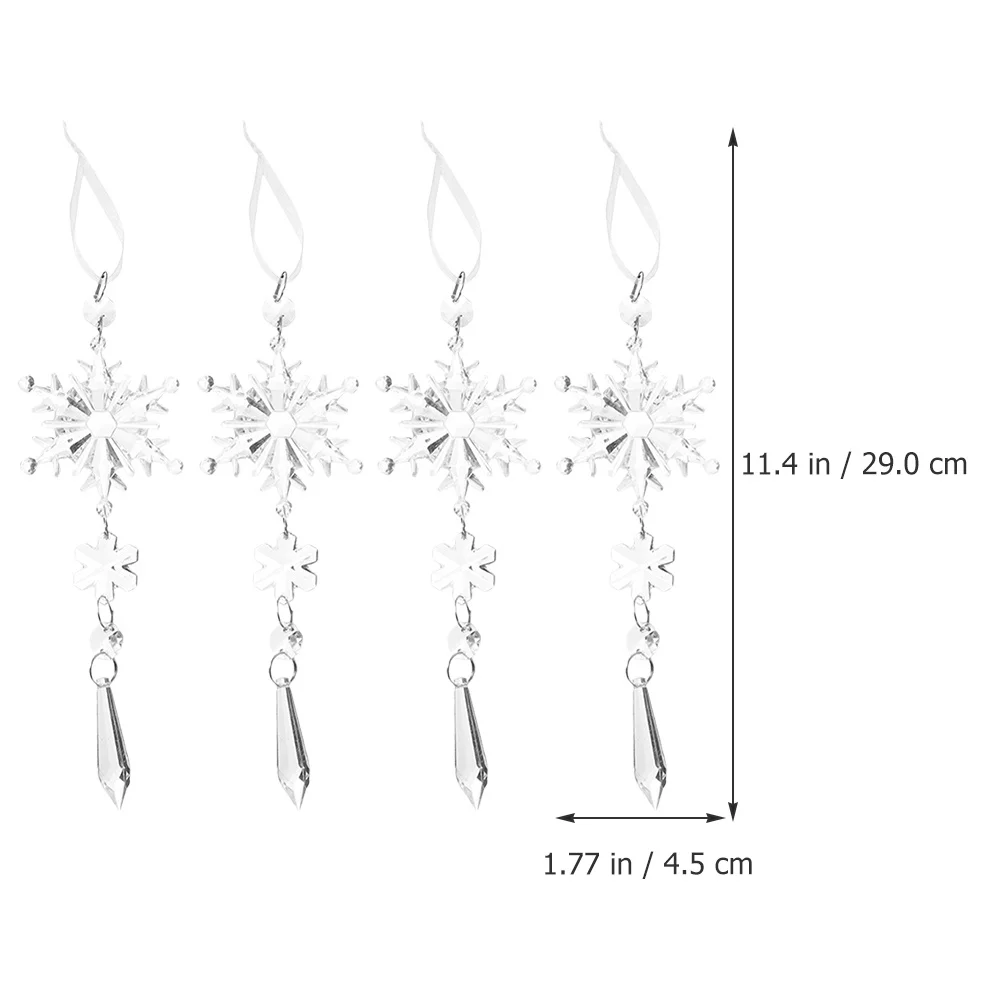 

4Pcs Acrylic Snowflake Xmas Hanging Decor Christmas Tree Ornaments Xmas Party Hanging Decorations Christmas Decorations
