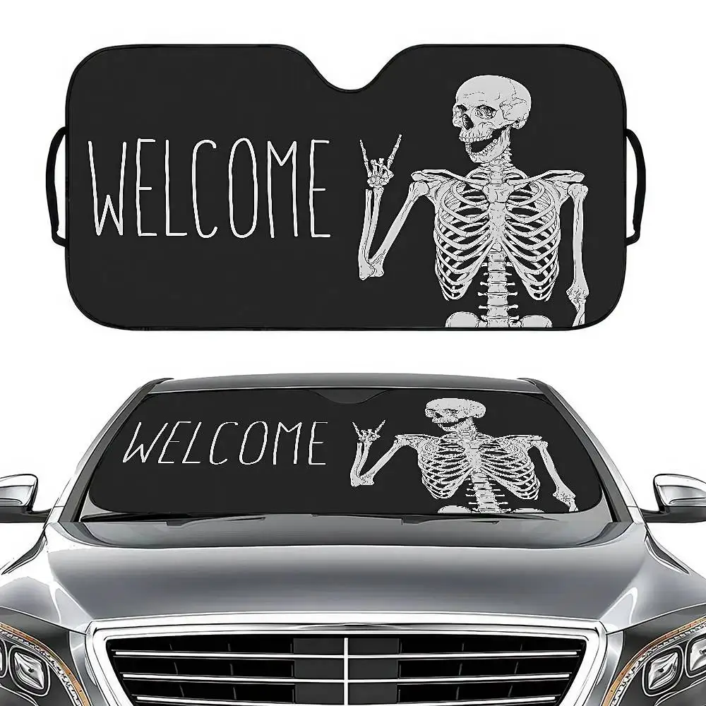 

Halloween Dancing Skeletons Spooky Skull Windshield Sunshade Car Window Windscreen Cover Sun Shade Auto Sun Visor Car-covers Car