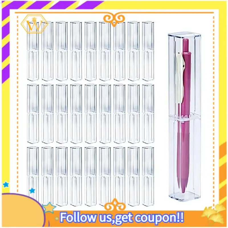 

25Pcs Clear Acrylic Pencil Case Reusable Pen Gift Box Pencil Packaging Box Set Empty Plastic Pen Storage Container