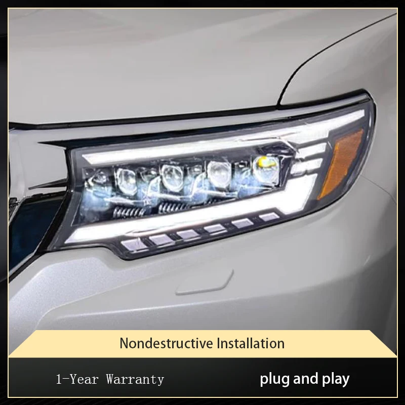 A Pair of Car Stuff Modified For Toyota Prado 2018-2021 LC150 Front Light DRL Head Full LED Plug And Play Tool Accessories