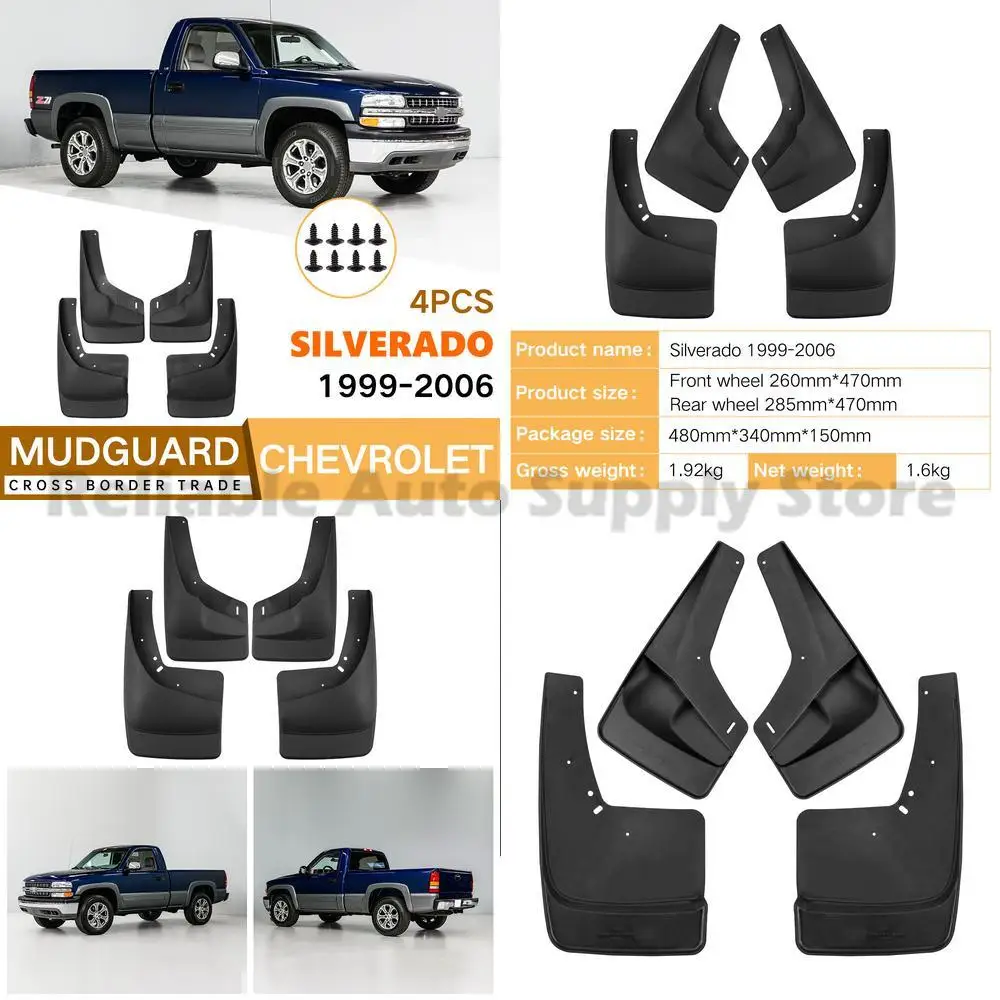 

For Chevrolet Silverado 1999-2006 Mud Flaps Fender Flares Front Rear Auto Accessories Premium Quality Durable Protection