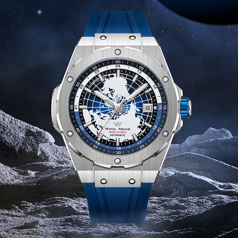 Reloj WM, relojes mecánicos automáticos, relojes de negocios multifuncionales impermeables para hombres, reloj Welly Merck WM124M