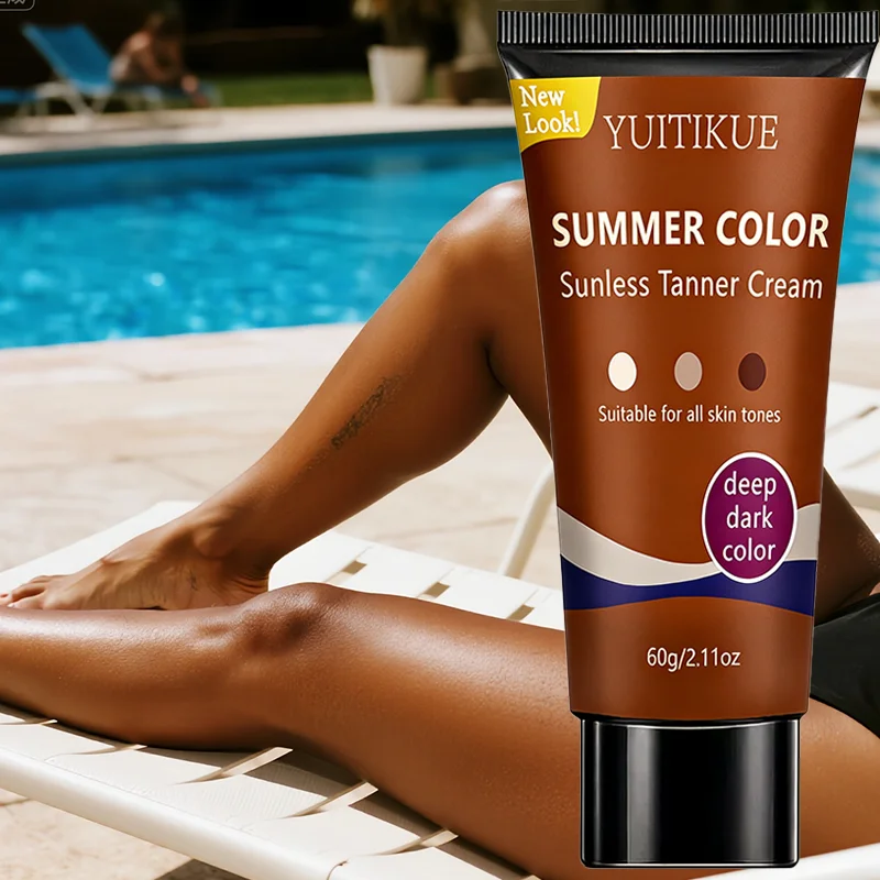 YUITIKUE Sunless Tanning Cream, Moisturizing Fake Tan, No Orange Tones, Buildable Shade for Natural-Looking Skin