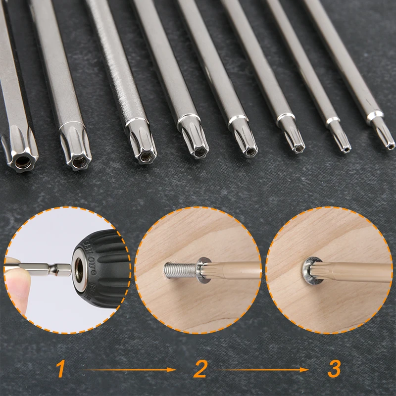 Hakkin 150mm 8pcs S2 Steel Hex Torx Head Drill Screwdriver Set Bits Hand Tools Magnetic Screw Driver Screwdrivers Kit