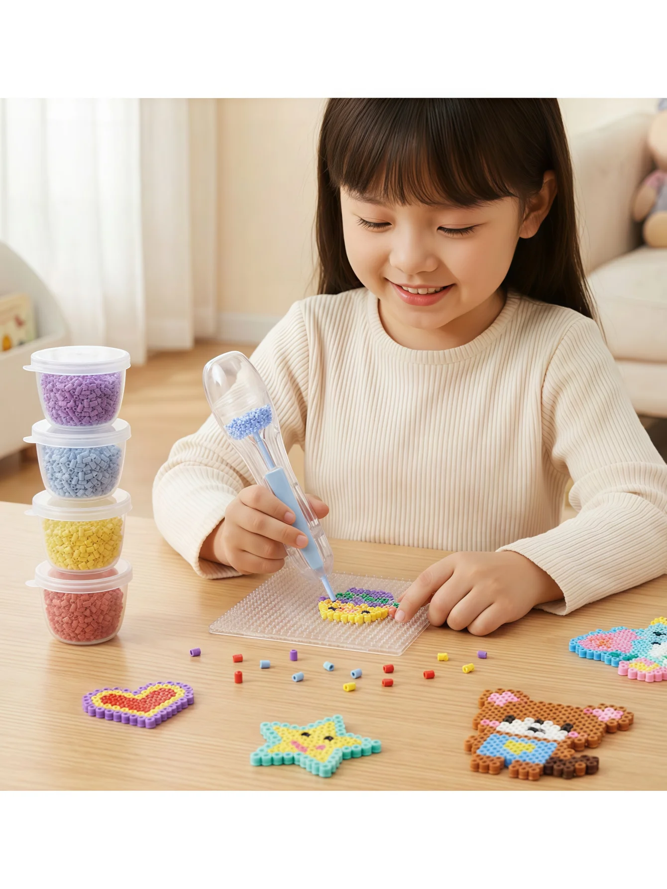 Perler Bead Shaker Pen, Press-Automatic Bead Dispenser, Handmade DIY Auxiliary Tool, Special Pen for Perler Bead Puzzle & Crafti
