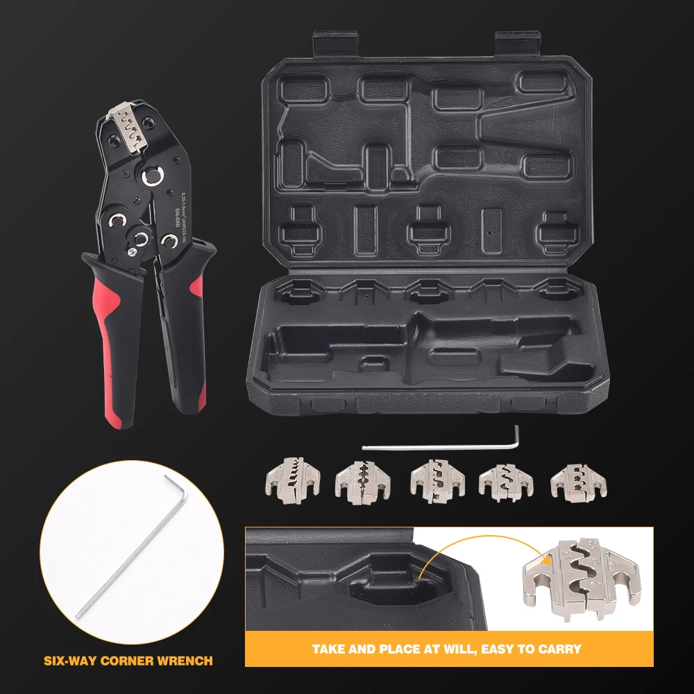 1 Boxed Set 6Pcs Professional Sn-58B Crimping Pliers SN-06WF/06 SN-03H SN-02C SN-2546B  Carbon Steel For 0.25-1.5Mm² Awg23-16