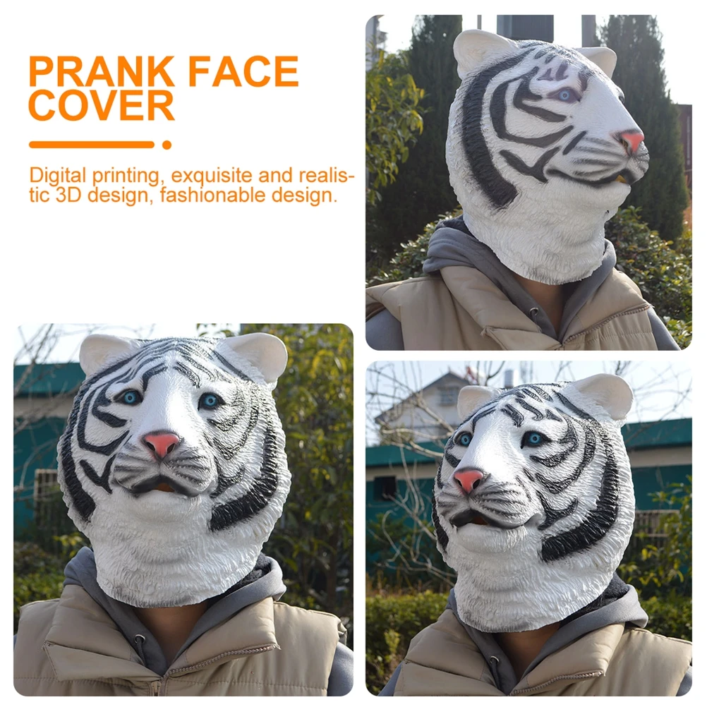 

Tiger Cover Headgear Face Masks Masquerade Accessories Spooky White Emulsion Has
