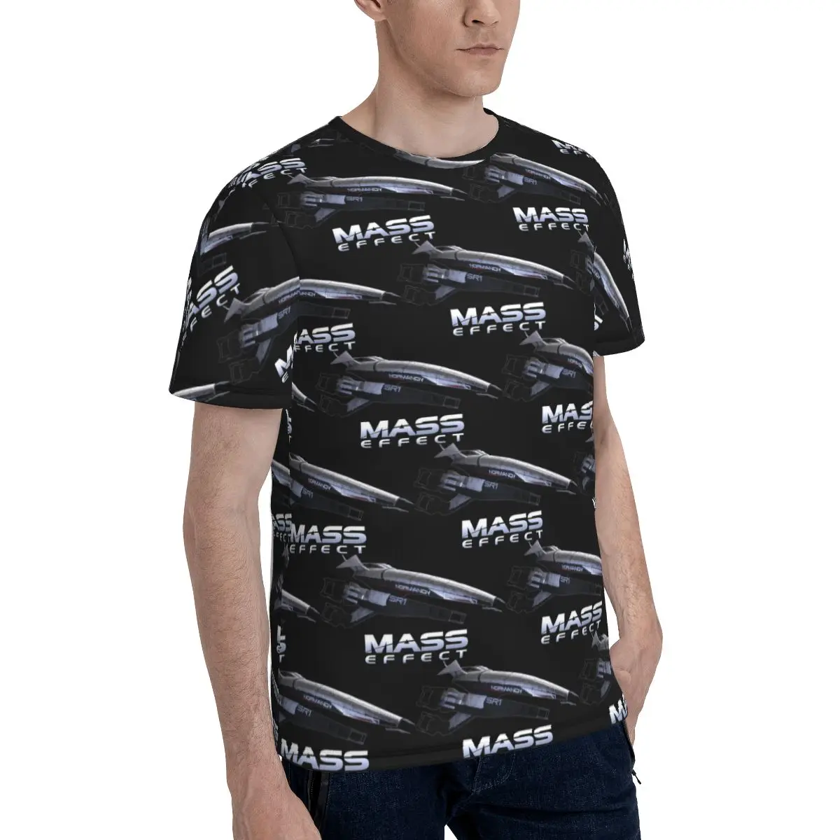 Mass Effect Normandy SR1 T-Shirt for Men Cotton T Shirts Men's Short Sleeve O-Neck Summer Clothes Tops