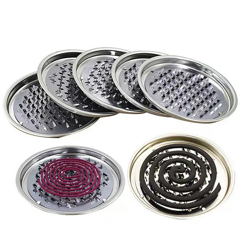 1pc Mosquito Coil Holder Round Steel Mosquito Coil Box With Cover Mosquito Coil Tray Candle Holder