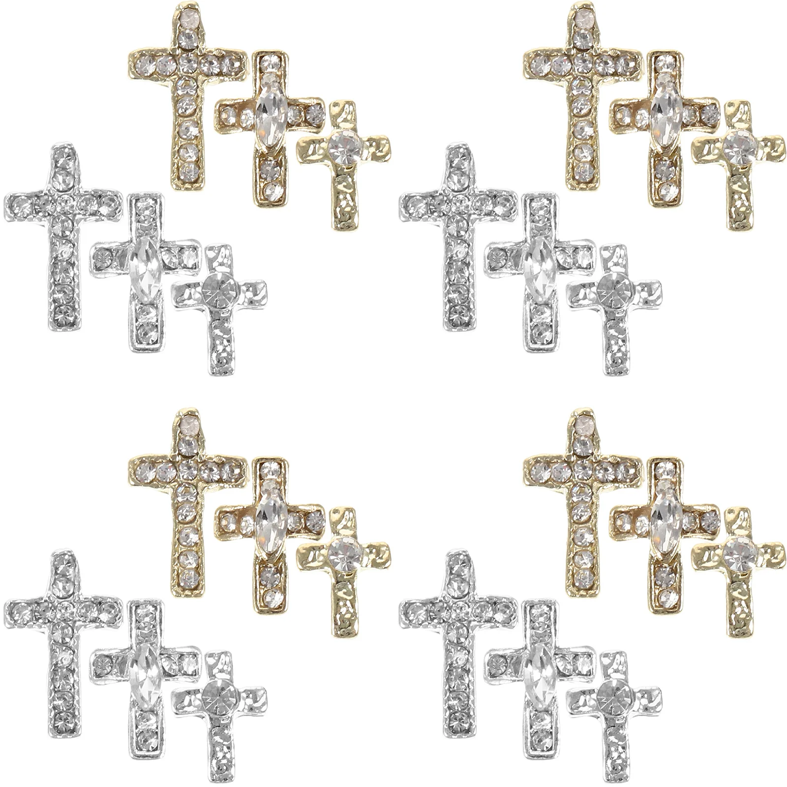 60 قطعة سبائك الصليب مسمار السحر حجر الراين ثلاثية الأبعاد زينة ل رسومات أظافر الأكريليك لوازم الصليب مسمار سحر لتصميم الأظافر