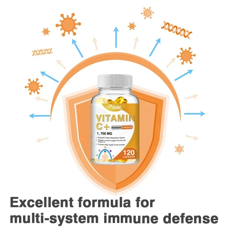 Vitamin C Capsules 1700 Mg - Supports A Healthy Immune System and Antioxidant Protection, Boosts Collagen Production